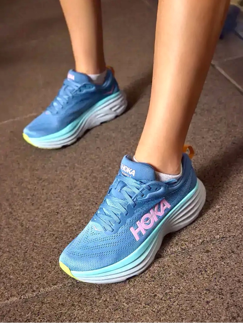Hoka Bondi 8 Running Shoes Blue Pink Women’s Size 8